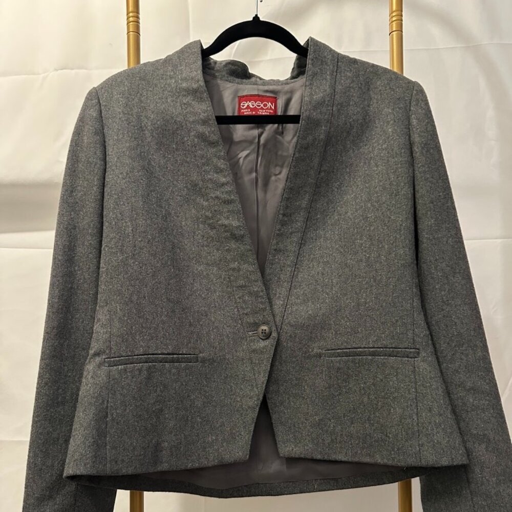 🖤 Vintage Sasson Paris New York Gray Wool Blazer – Size 12/13 🖤
